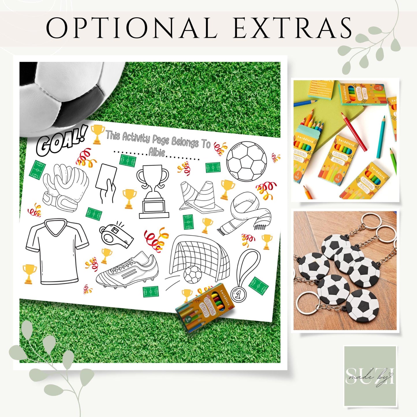 Personalised Football Colouring Placemat – Printed Soccer Activity Mat for Kids – Custom Name Party Favour – Birthday Table Setting