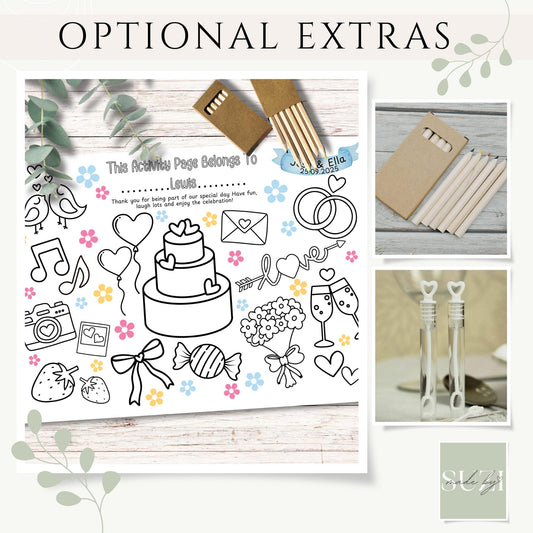 Personalised Wedding Colouring Placemat for Kids – Printed Custom Name Activity Mat – Wedding Table Entertainment – Children’s Favour