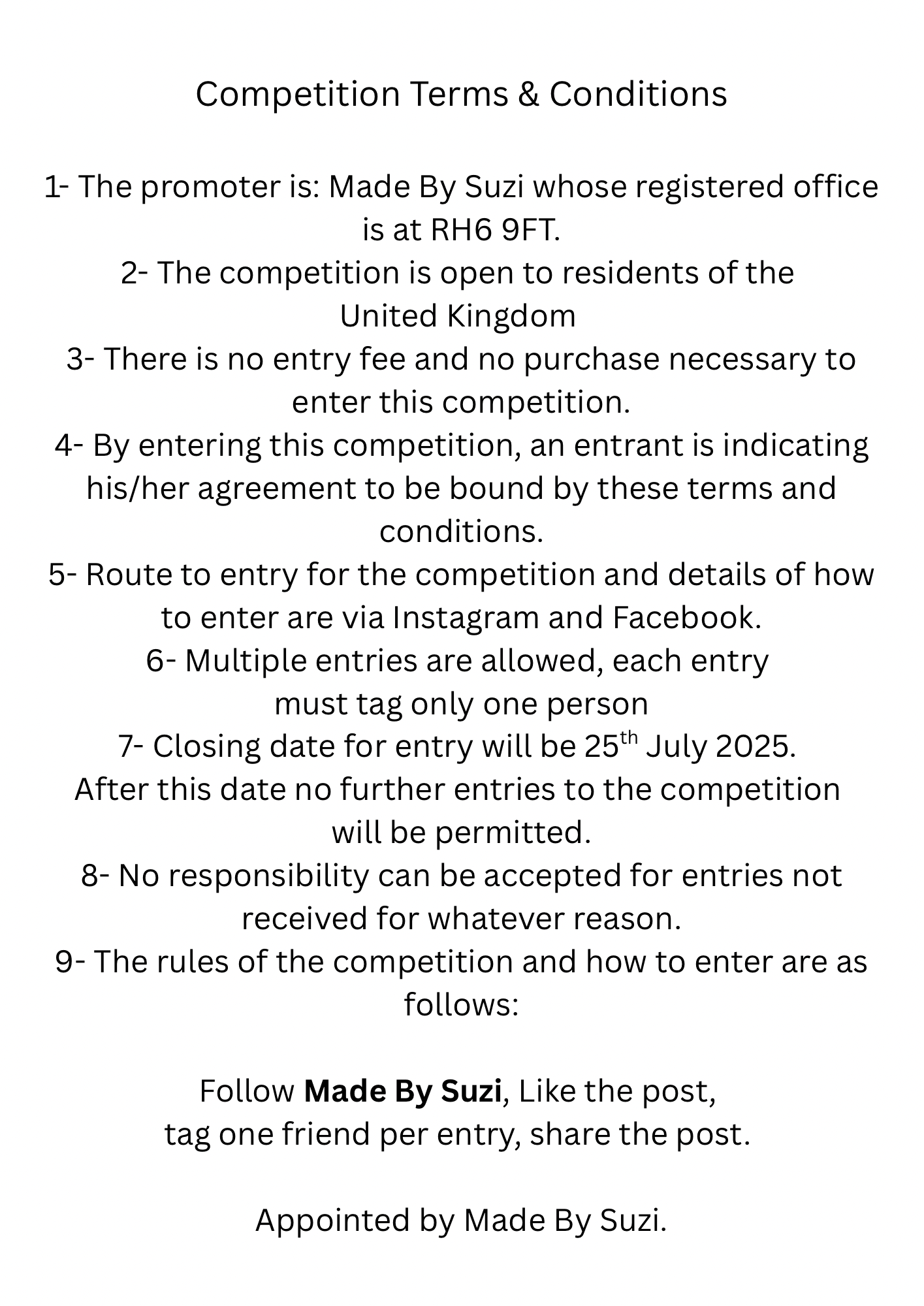 Giveaway/Competitions T&C’s