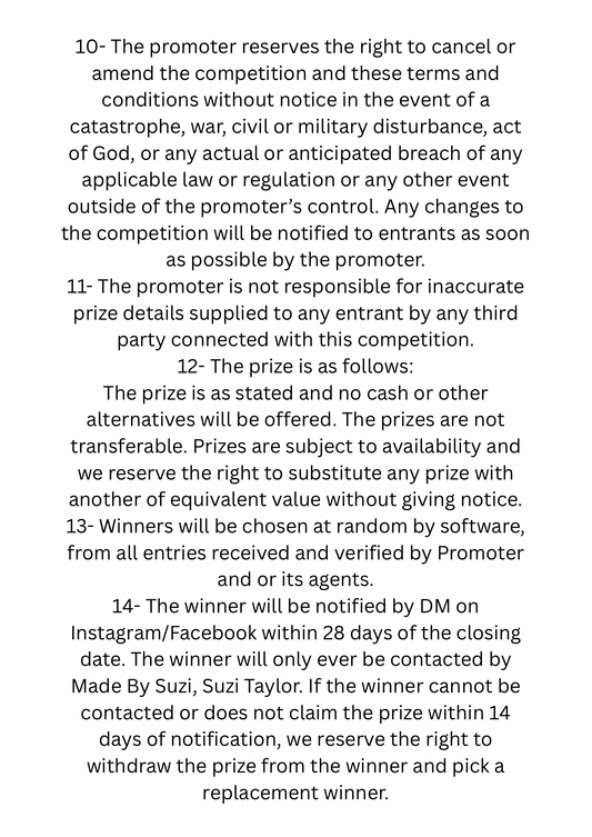 Giveaway/Competitions T&C’s