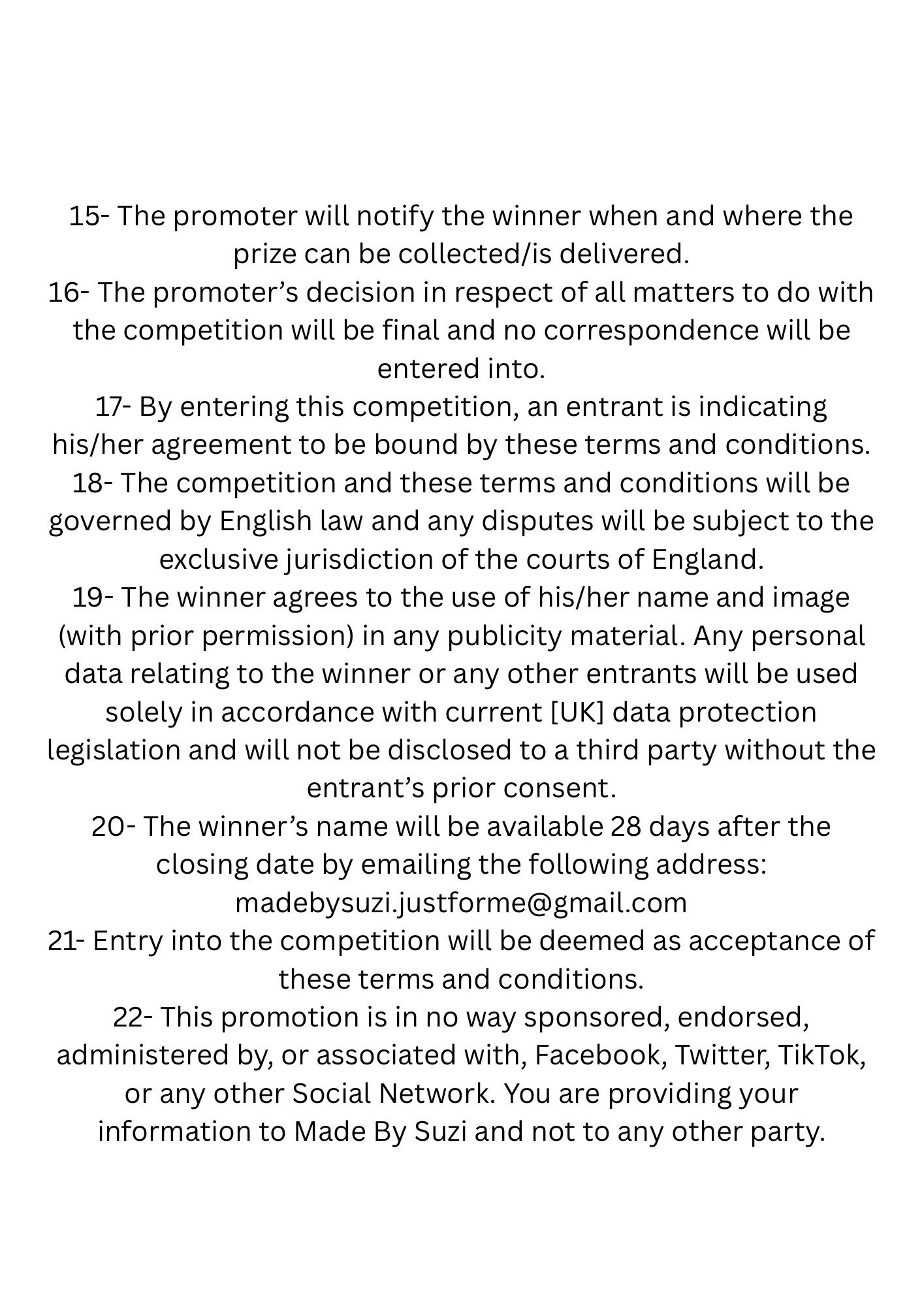 Giveaway/Competitions T&C’s