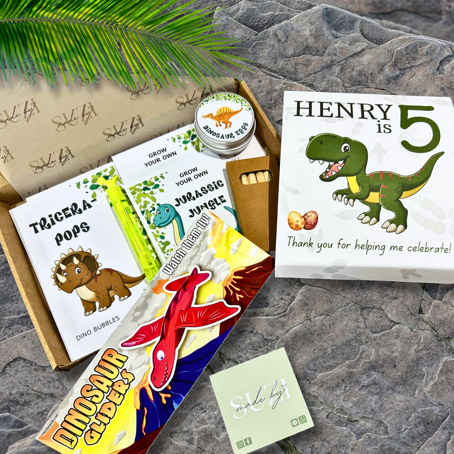 Personalised Dinosaur Party Favour Box | Kids Birthday Thank You Gift | Dino Activity Pack